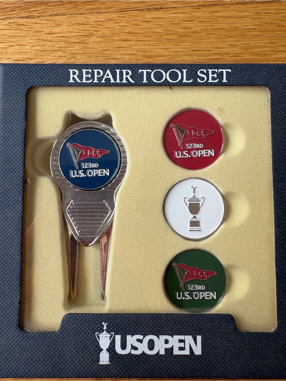 U.S. Open 123rd LACC Men’s Golf Repair Tool Set with Red, Blue & Green Markers